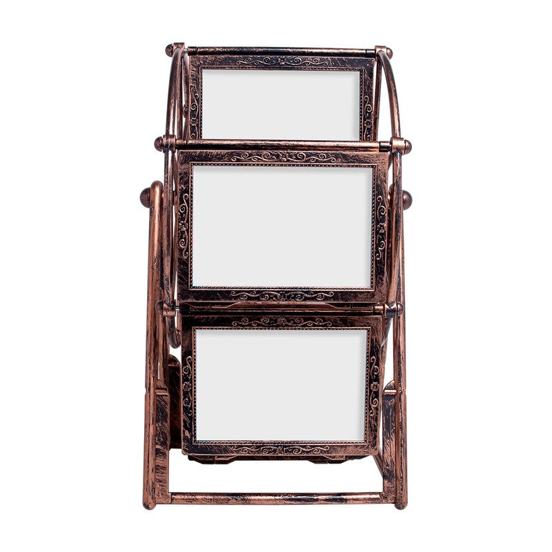 Antique Ferrous Wheel Rotating Plastic Photo Frame - Brown media 5