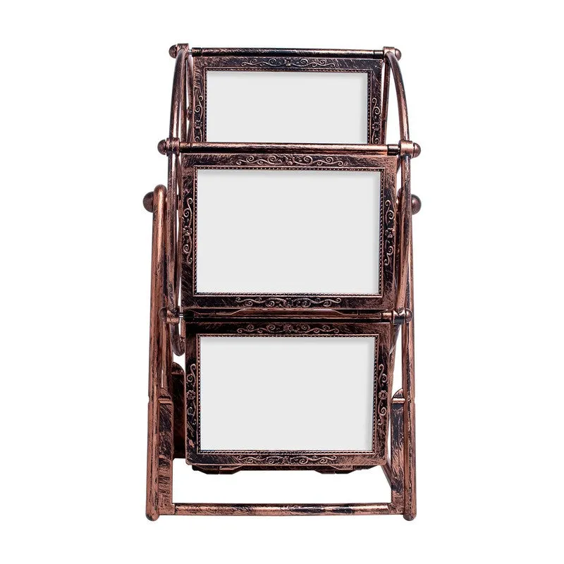 Antique Ferrous Wheel Rotating Plastic Photo Frame - Brown media 5