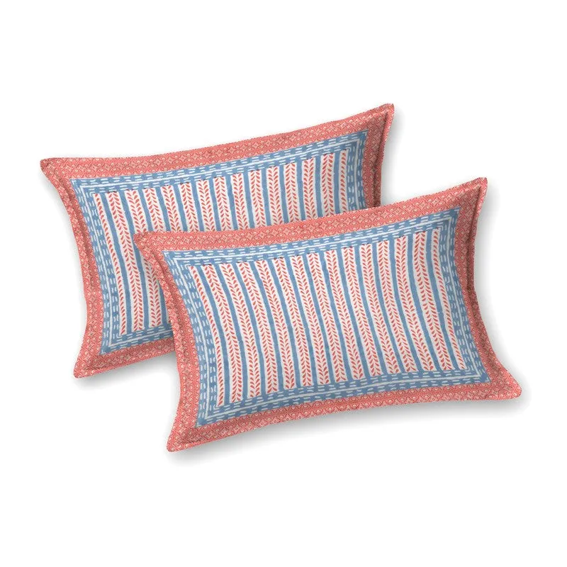 Formis Cotton Bedsheet (Orange,Blue) - 240 TC media 4