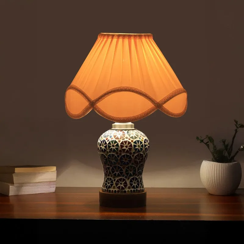 Astrona Arc Pleated Wooden Table Lamp media 1