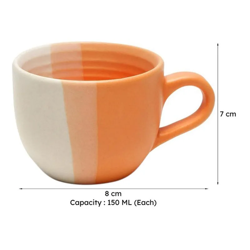 Mono Ceramic,Stoneware Tea Cup (150 mL Each) - Set Of Six - 6