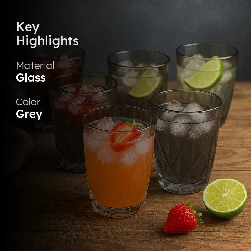 Crystal Wave Glasses (Grey,280 mL) - Set Of Six media 2