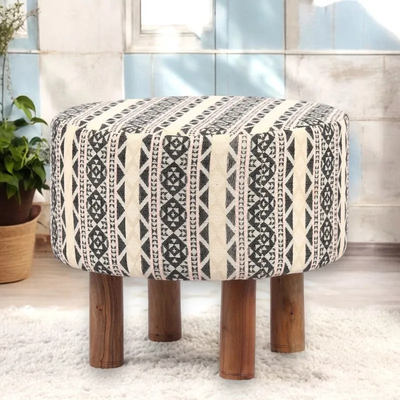 Mverix Acacia Wooden Ottomans - Multicolor media 1