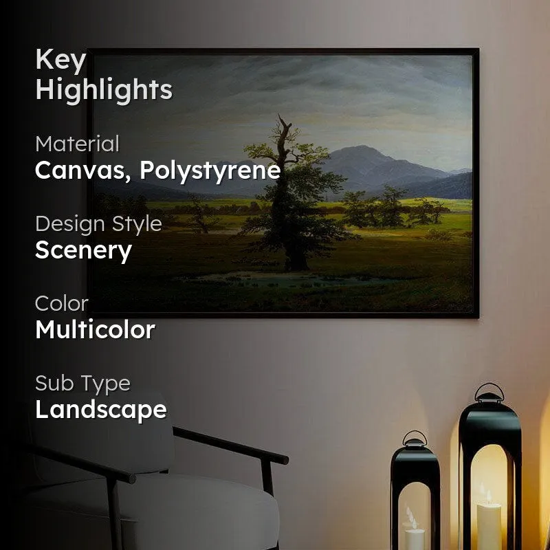 Village Landscape Canvas Wall Painting - Black Frame media 2