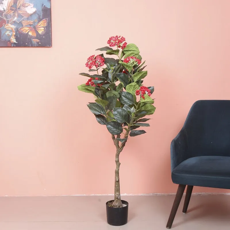 Chic Hydrangea Faux Artificial Plant With Black Plastic Pot - Pink media 3
