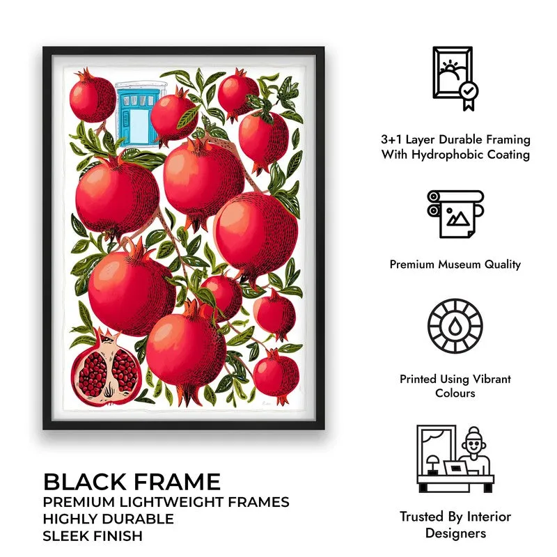Pomegranate Canvas Wall Painting - Black Frame media 9