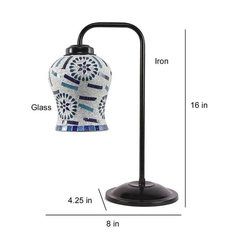 Mosaic Arch Glass Table Lamp - Blue media 7