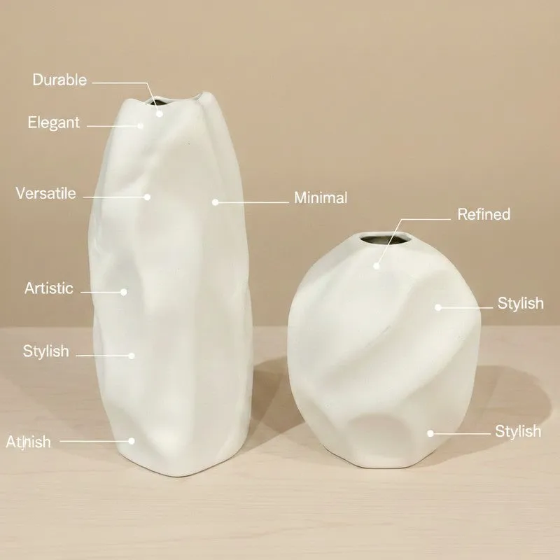 Sculpa Organic Sculpted Ceramic Vase(Ivory) - Set Of Two media 8
