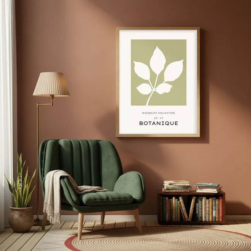 Serene Stem Canvas Wall Painting With Brown Frame media 1