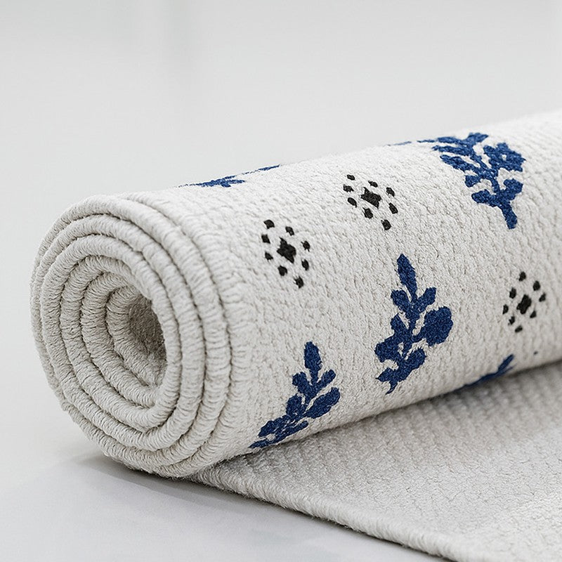 Blue Mosaic Block Print Cotton Runner Rug media 5