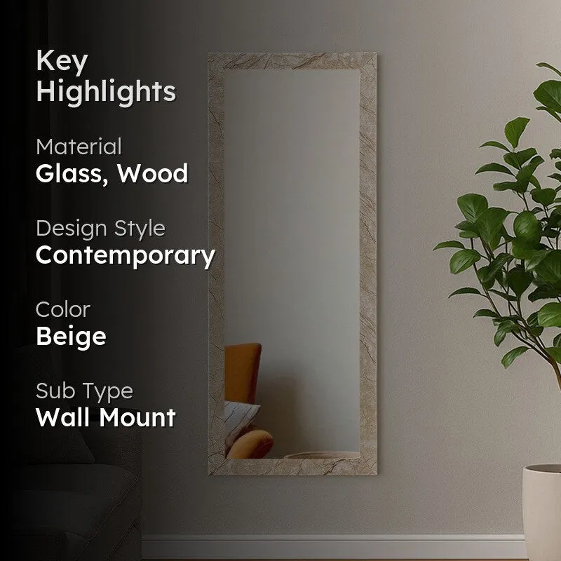Earthy Glass Wall Mirror With Wooden Frame media 2