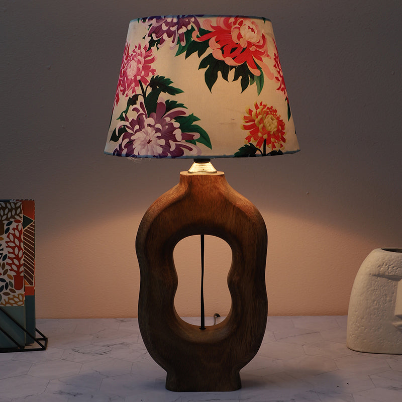 Miyabi Hewn Printed Mango Wood Table Lamp - Multicolor