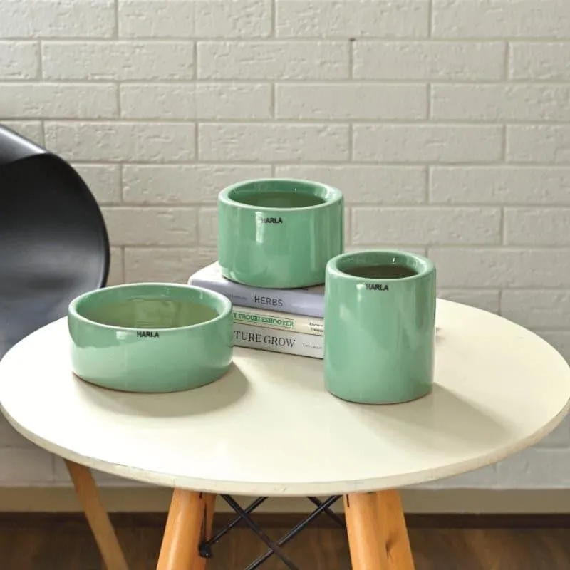 Ugaoo Lilac Stories Ceramic Pot (Aqua Green) - Set Of Three media 4