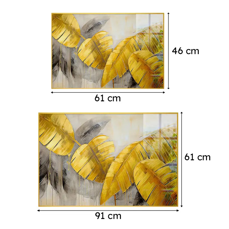 Leaf of Luxury Floral Canvas Wall Art With Frame - Gold media 6
