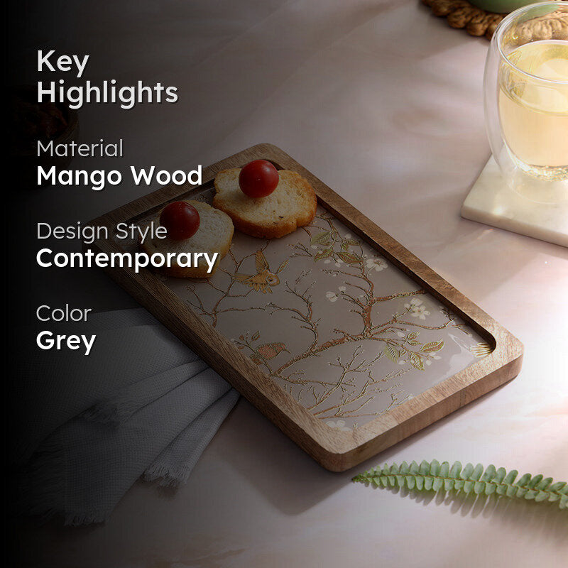 Ethereal Vines Mango Wood Platter - Rectangle media 2