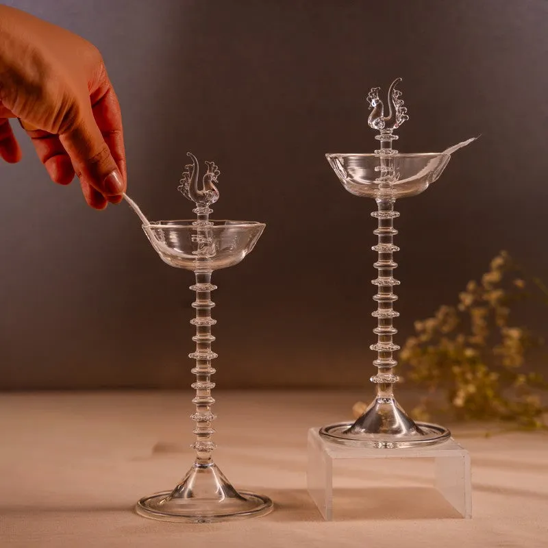 Shubhdeep Glass Diya - Set Of Two media 7