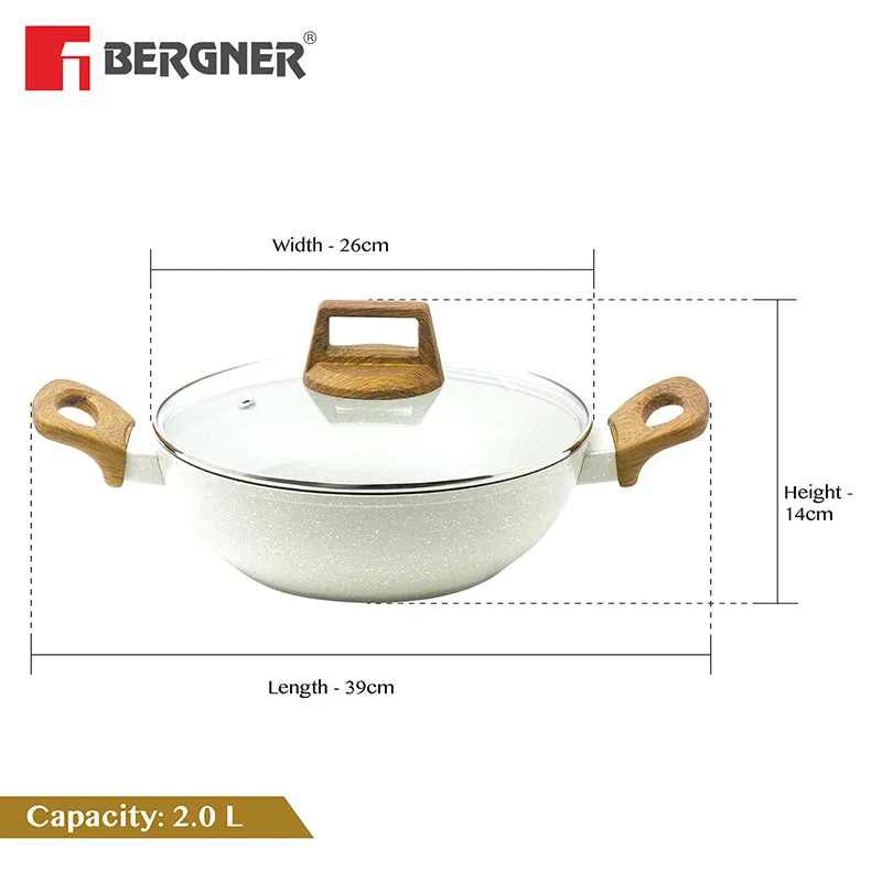 Bergner Smooth Sear Non-Stick Kadhai With Lid (26 cm/2000 mL) - Set of Two media 8