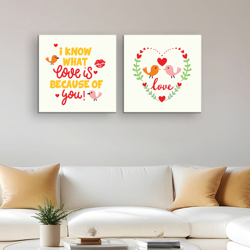 Love Notes Canvas Wall Painting - Set Of Two