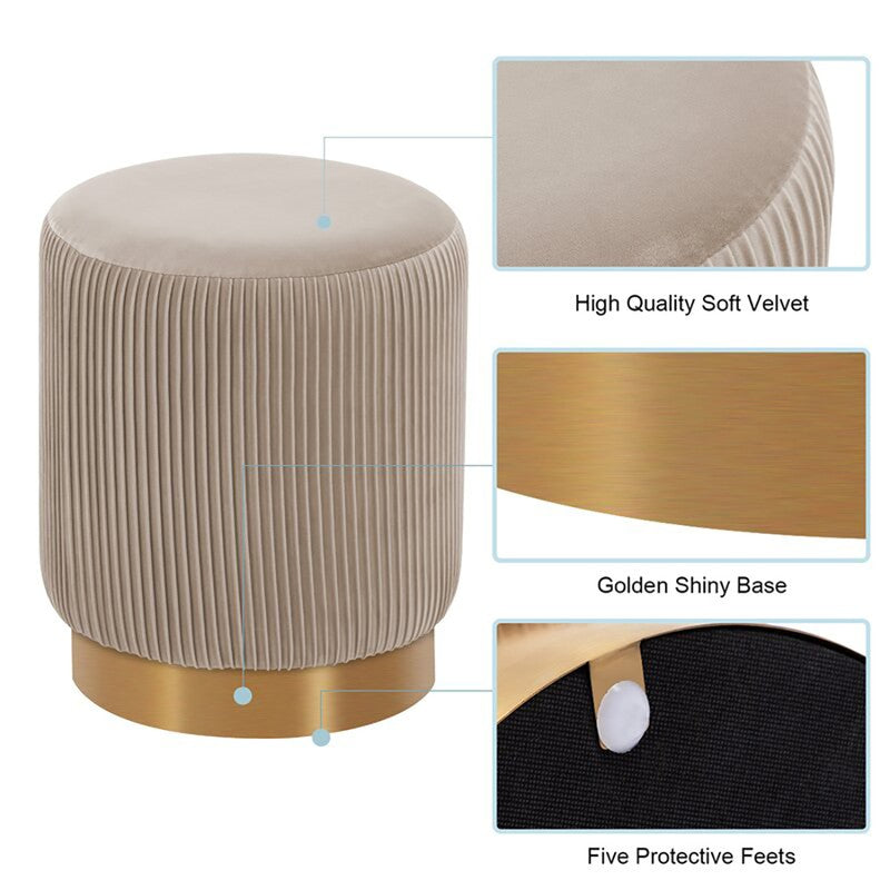 Lunaro Cushiq Ottoman - White & Gold media 6