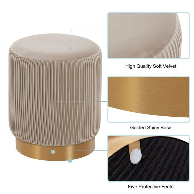 Lunaro Cushiq Ottoman - White & Gold media 6