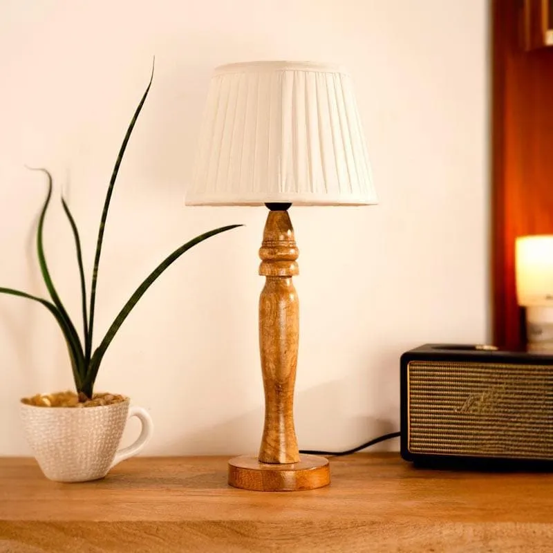 Classy With Twist Pillar Fabric Table Lamp - White,Brown media 3