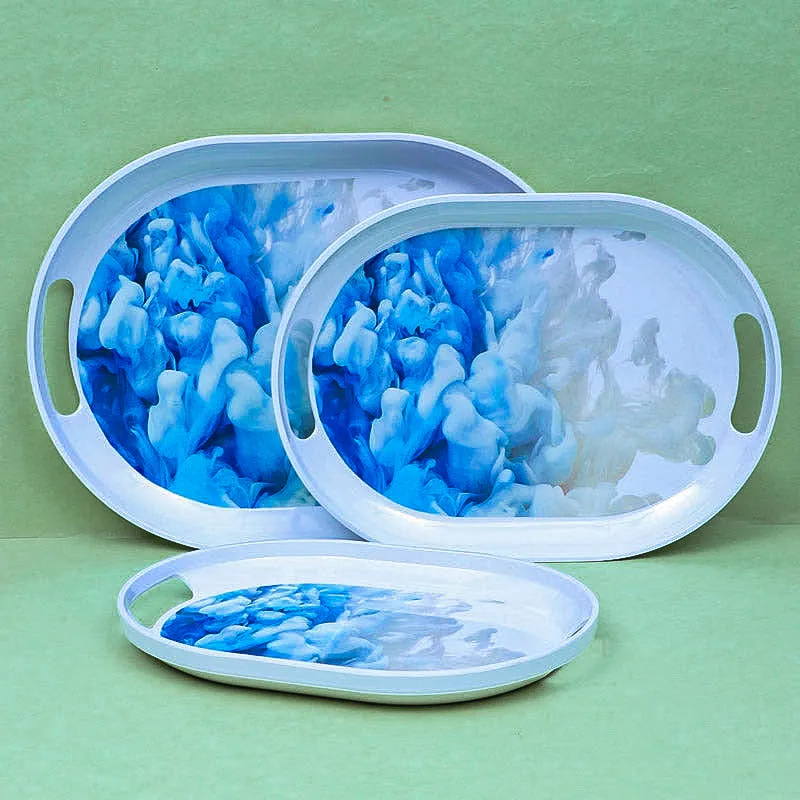 Hydrangea Halo Serving Tray (Blue) - Set Of Three media 3