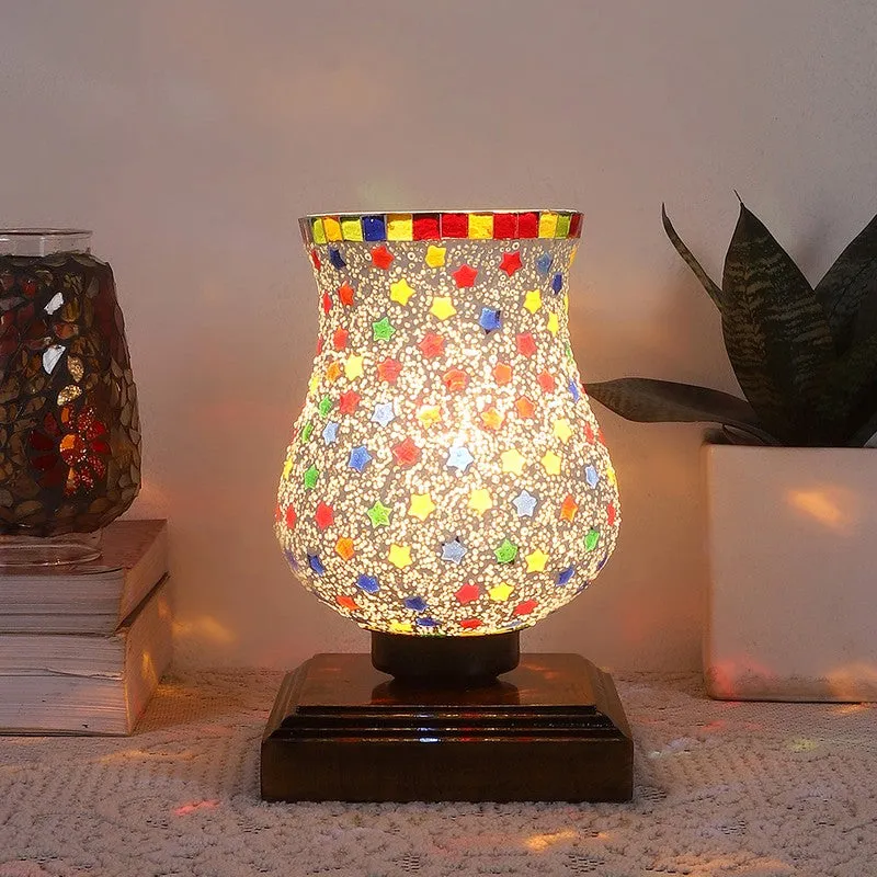 Spektrum Mosaic Glass Table Lamp With Wooden Base - Multicolor media 3
