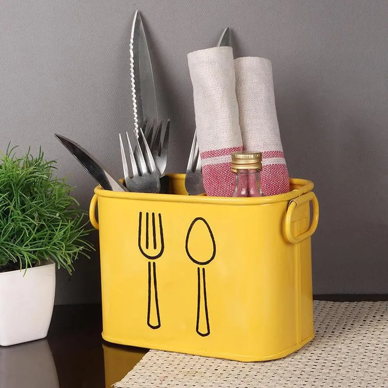Fork & Order Metal Cutlery Holder - Yellow media 1