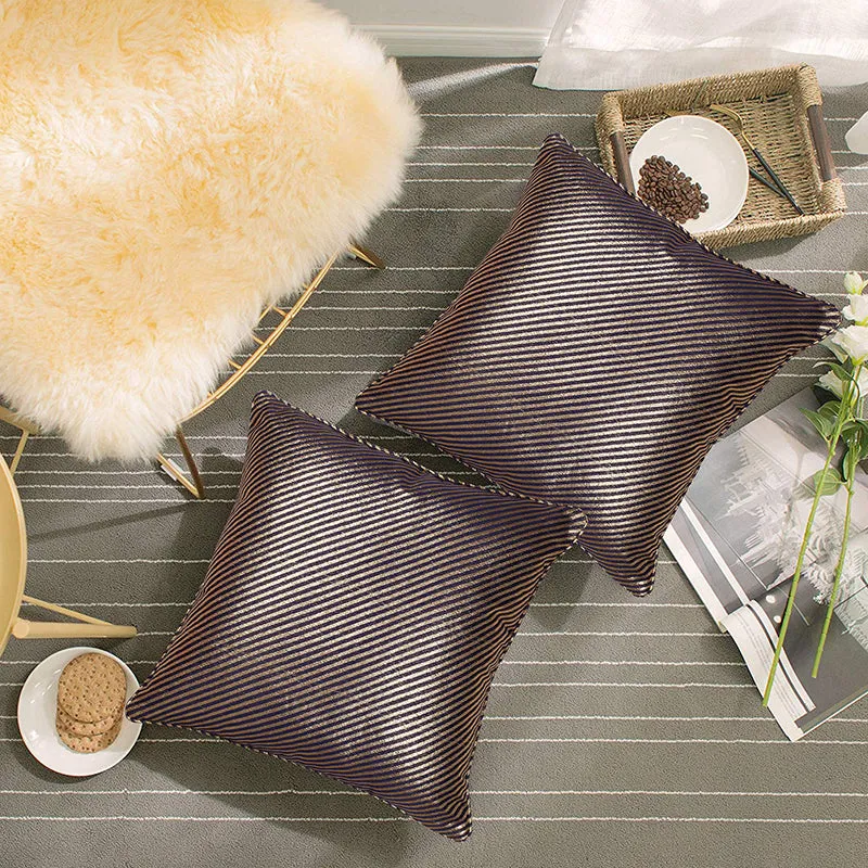 Silk Nest Woven Cushion Cover (Gold & Black) - Set Of Two media 3