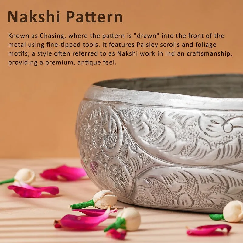 Royal Etched Metal Urli - Silver media 8