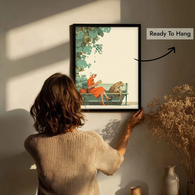 Jungle Reads Canvas Wall Painting - Black Frame media 7