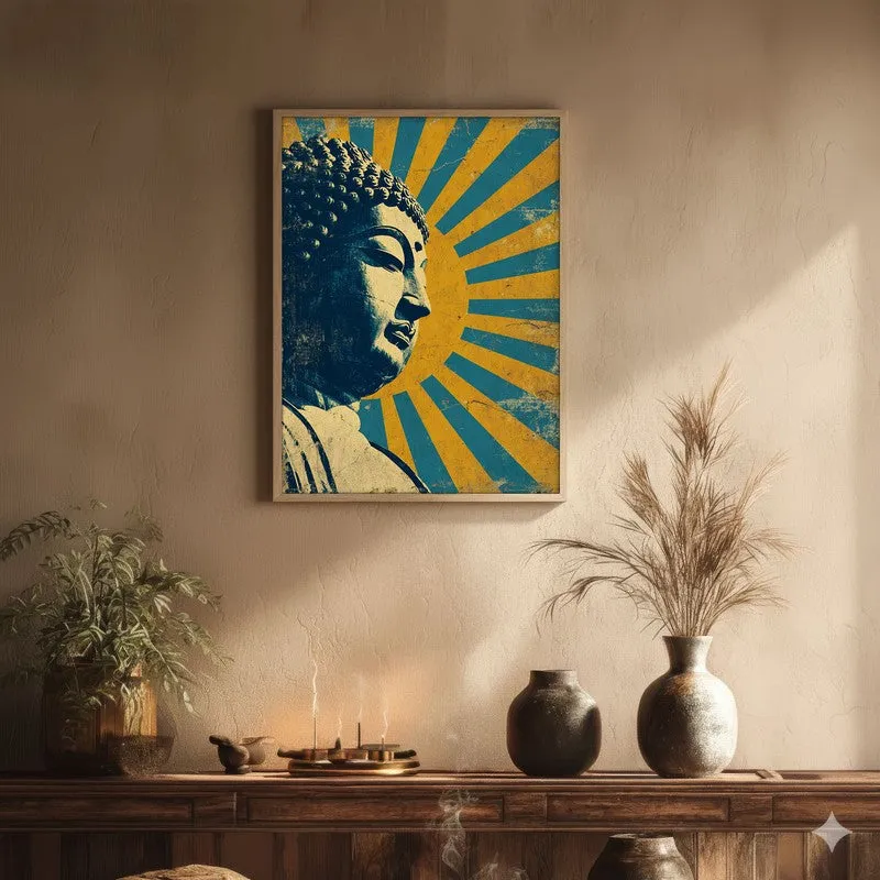 Buddha Celestial Petal I Mandala Archival Paper Wall Painting With Brown Frame media 1