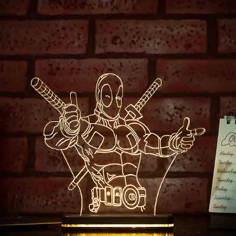 Marvelous Deadpool Acrylic Table Lamp - Transparent media 3