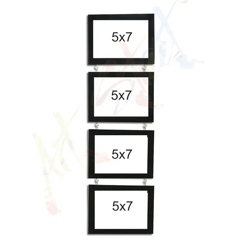 Four black rectangular frames shown vertically with 5 x 7 placeholder text