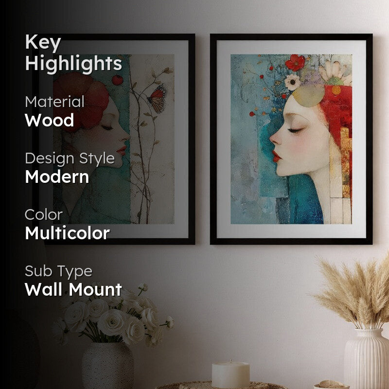 Painted Beauty Wall Art With Frame - Set Of Two media 2