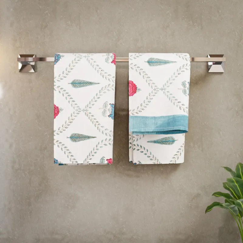 Desert Bloom Cotton Hand Towel (Blue) - Set Of Two media 3