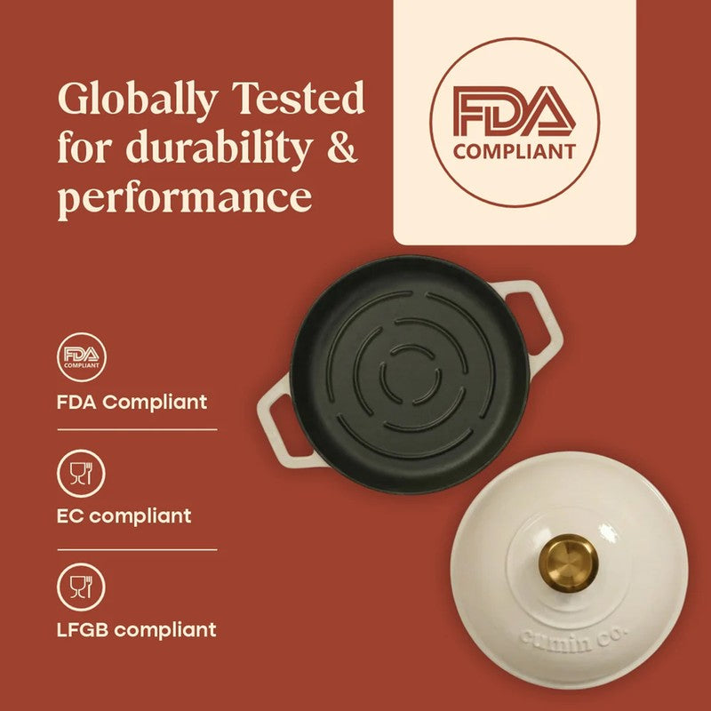 Cumin Co Enamel Cast Iron Bread Oven (White) - 1000 mL media 8
