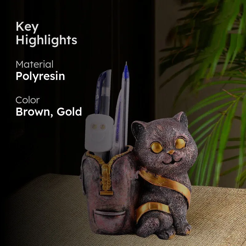 Meow & Mark Painted Polyresin Pen Stand - Copper media 2