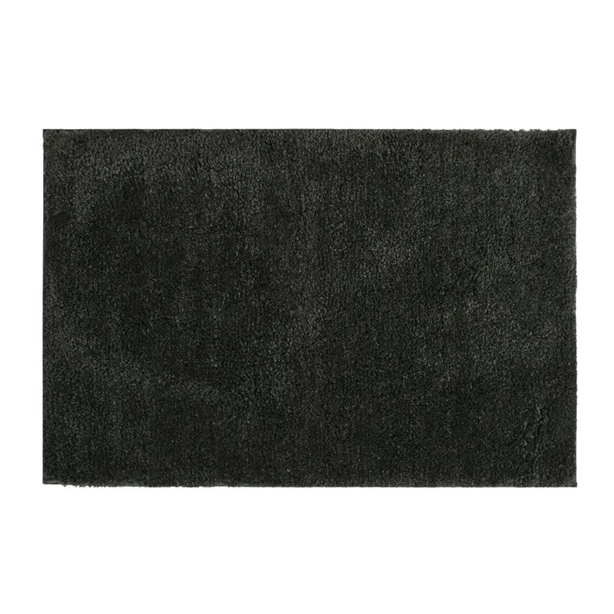Top view of a black rectangular bath mat on a white background