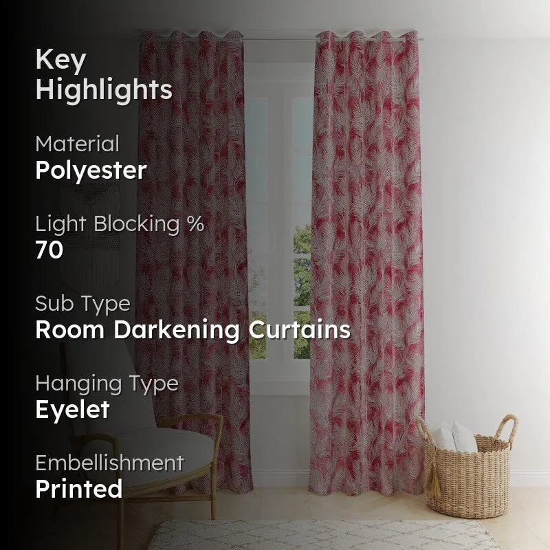 PureShade Printed Curtains (Maroon) - Set Of Two media 2