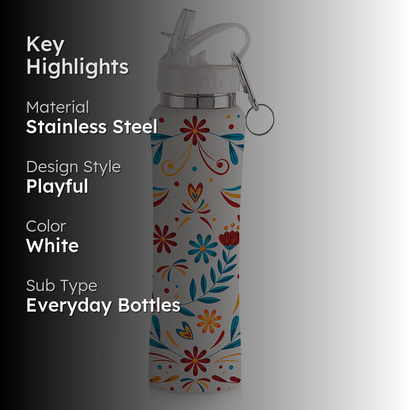 Stella Flora Sipper Water Bottle (White) - 750 mL media 2