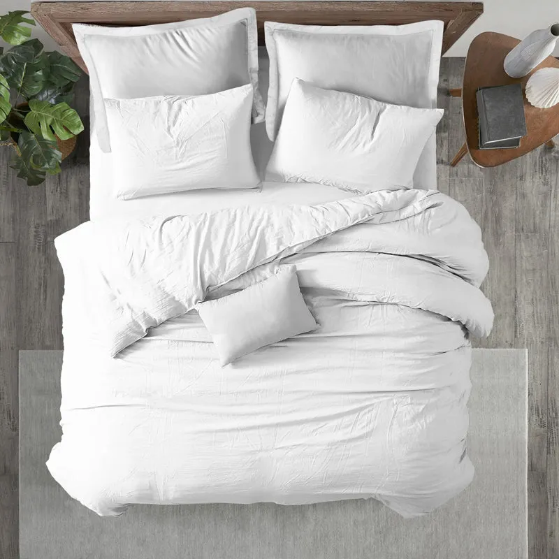 Amelia 100% Cotton Satin Weave Duvet Cover With Pillow Covers - White media 1