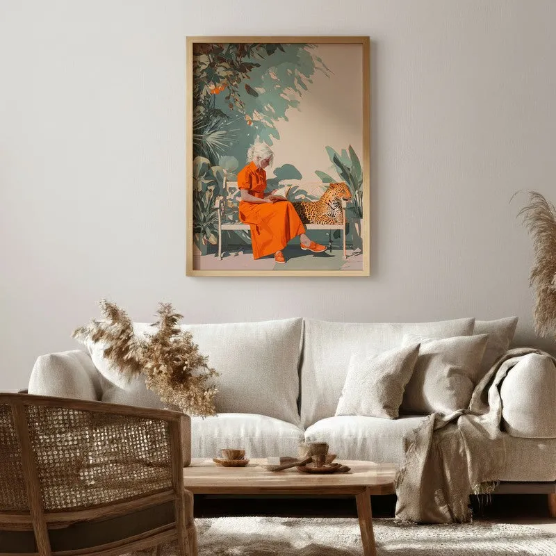 Jungle Solace Canvas Wall Painting - Brown Frame media 1