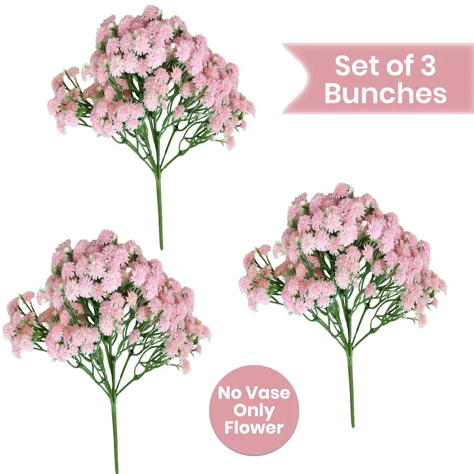 Alabaster Sprigs Plastic Artificial Flower - Set Of Three media 5