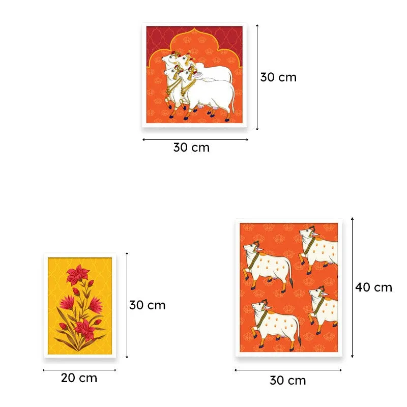 Pichwai Delight Wall Art - Set Of Seven media 9