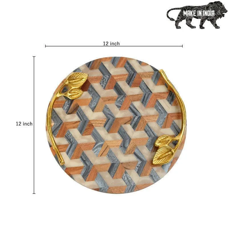 Tesselated Pattern Wood Platter media 4