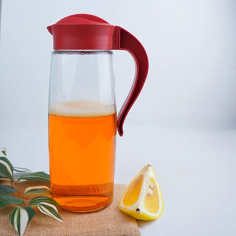 Domana Oval Transparent Jug With Lid (Red) - 1600 ML media 1