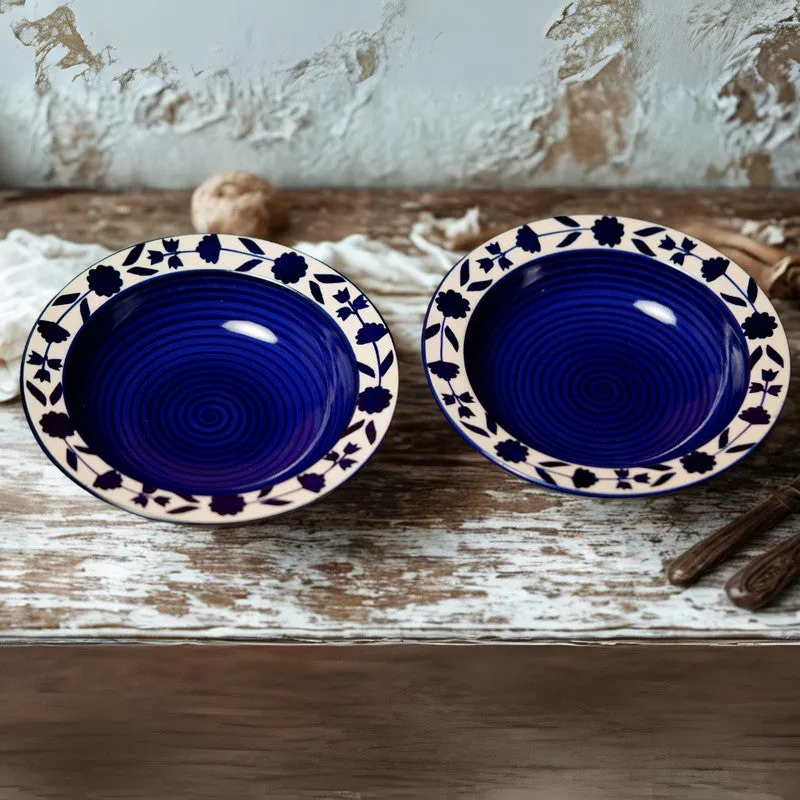 Regal Handcrafted Ceramic Pasta Plate (Blue) - Set Of Two media 4