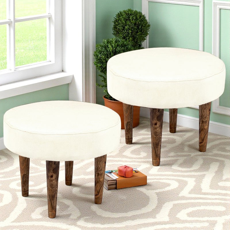 Oxaro Sheesham Wooden Stools (White) - Set Of Two