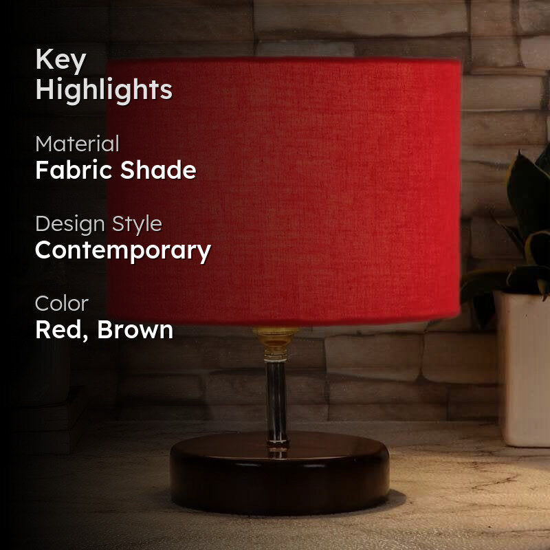 Helios Glow Fabric Table Lamp - Red,Brown media 2